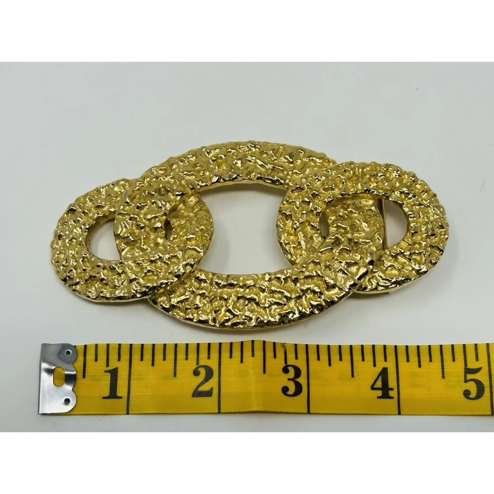 Vintage Mimi di N 1983 Signed Gold Plated Textured Belt Buckle Statement‎ Retro